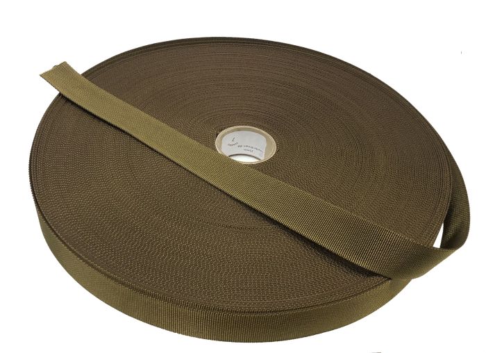 Coyote Brown 25mm / 1" Plain Weave Webbing 50 Metre Roll