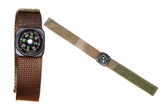 Military Multi Terrain Pattern Survival Watch Strap Compass pair