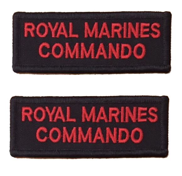 Pair Red on Black Royal Marines Commando Rectangle Flash (VELCRO® Brand Hook Backed)
