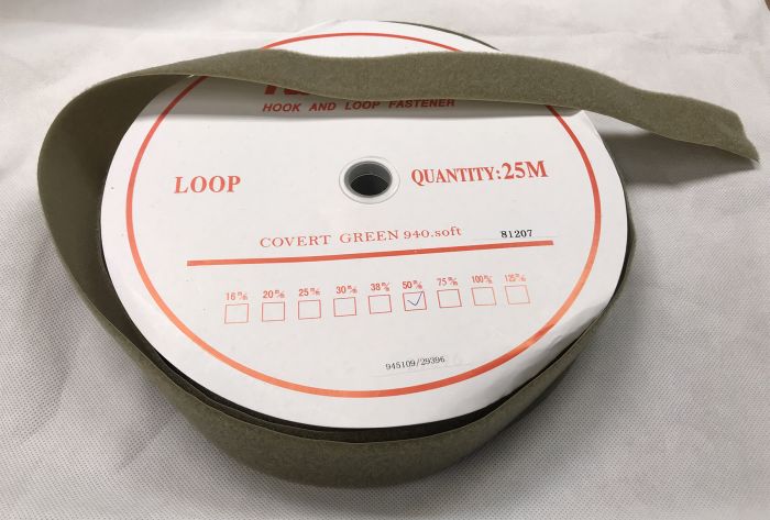 50mm - 2" Velcro - Loop Covert Green roll