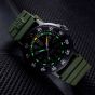 Luminox-43mm-Original-Navy-SEAL-3000-Green-White-Dial-Green-NBR-Strap-Angled-View