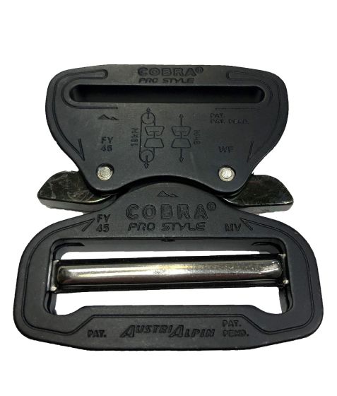AustriAlpin 45mm 1.75" Matt Black Cobra Buckle + XL Clips - FY45MVF-XB