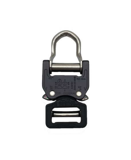 AustriAlpin ANSI 25mm / 1" D-Ring Cobra Buckle - Matt Black - Black Ears FX25MVD-B