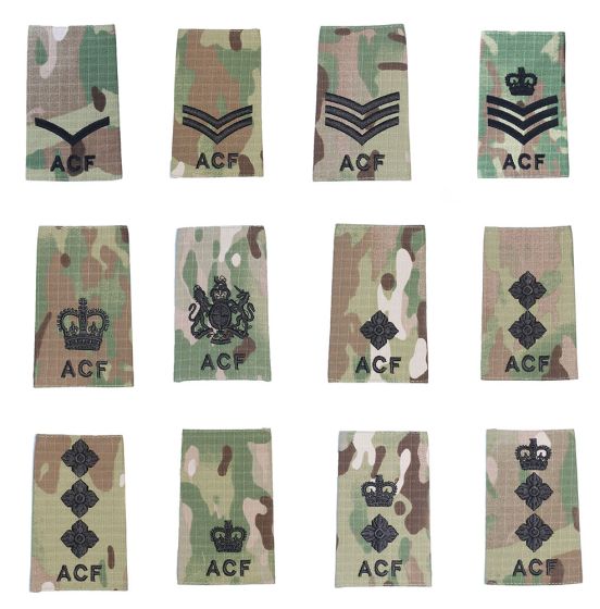 ACF Multicam / MTP Rank Slide Epaulette - Black Thread (All Ranks)