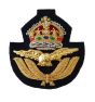 RAF Officers Forage Cap Badge - Kings Crown - Wire Embroided