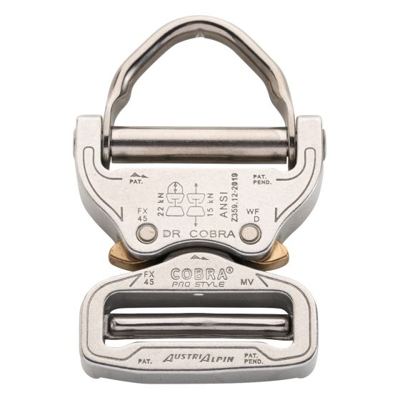AustriAlpin 38mm / 1.5" Chrome Cobra Buckle and Parachute D Ring FX38AVD
