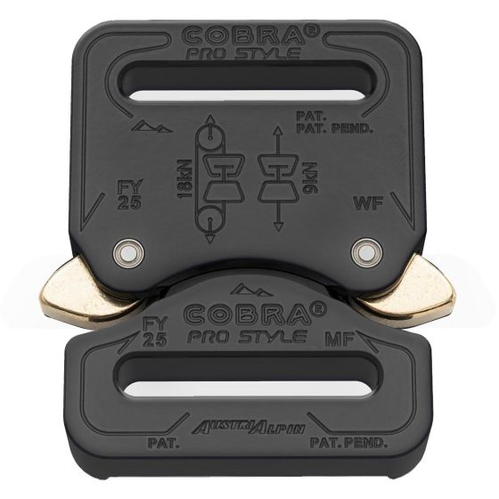 AustriAlpin 25mm / 1" Black COBRA® Pro Style Buckle - Male Fixed Female Fixed FY25KFF