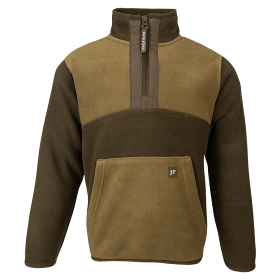 Jack Pyke junior two tone fleece top half zip olive brown front view