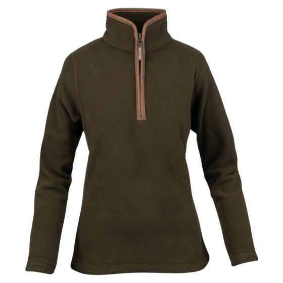 Jack Pyke ladies fleece pullover dark olive front view