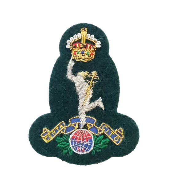 Royal-Signals-Officers-Wire-Embroided-Cap-Beret-Badge-Kings-Crown-Commando-Green