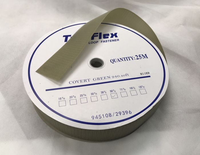 50mm - 2" Velcro - Hook Covert Green roll