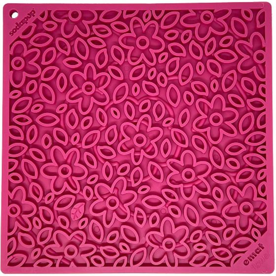 SodaPup Lick Mat - Enrichment EMAT with Flower Power Design - Pink Large