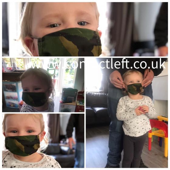 Kids Camouflage Adjustable Face Mask - Washable - 100% UK Manufactured