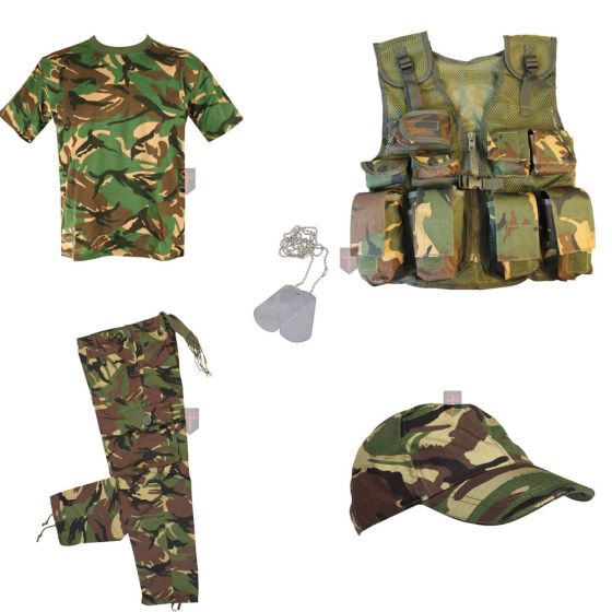 Kids - DELUXE B - Army Camo Fancy Dress Children's Soldier Outfit