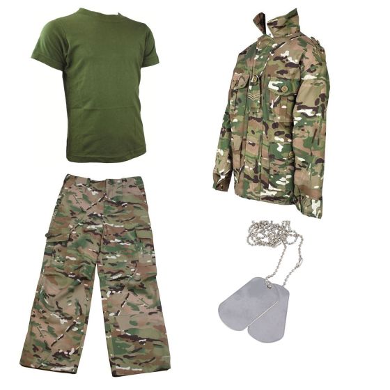 Kids Pack 5 HMTC Trousers & Jacket, Olive T-shirt & Dog Tags 