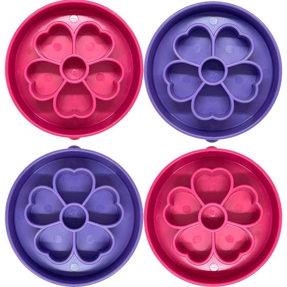flower-ebowl-purple-and-pink-quadrants-sodapup-dog-bowl-top-view
