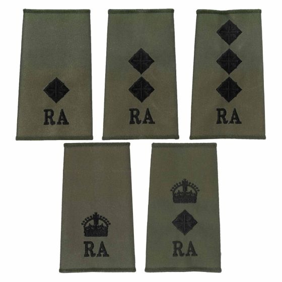 Royal Artillery Officer Rank Slide - Single officers rank slide Olive Green 