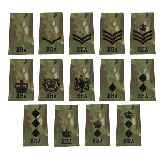 Queen's-crowns-royal-horse-artillery-rank-slides-all-RHA-ranks-displayed