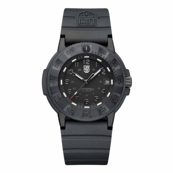 Luminox-43mm-Original-Navy-SEAL-3000-Series-Black-Black-Dial-Black-PU-Strap-Front-View