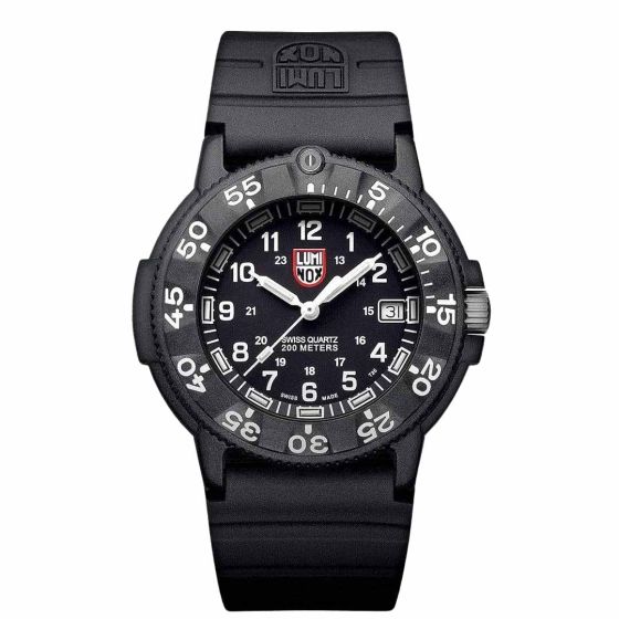 Luminox-Original-Navyseal-3000-Series-Mens-Black-White-Dial-Front-View