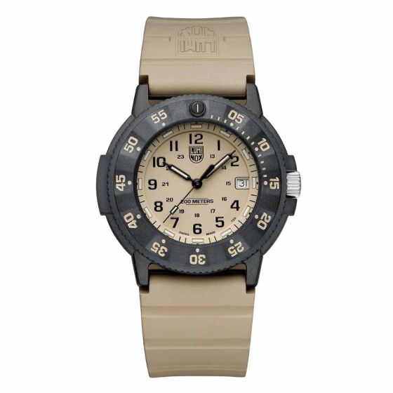 Luminox-43mm-Original-Navy-SEAL-3000-Sand-Black-Dial-Sand-NBR-Strap-Front-View