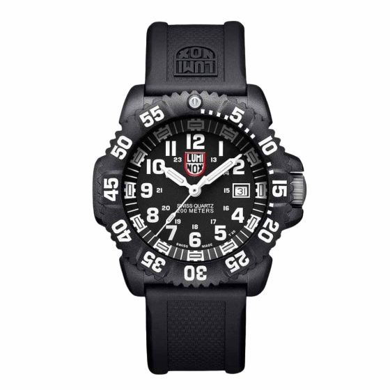 Luminox-Navyseal-Mens-Black-White-Dial-PU-Black-Strap-Front-View