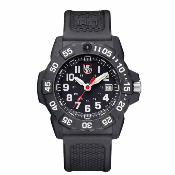Luminox-Navy-Seal-3500-Black-White-Dial-Watch-PU-Black-Strap-Front-View