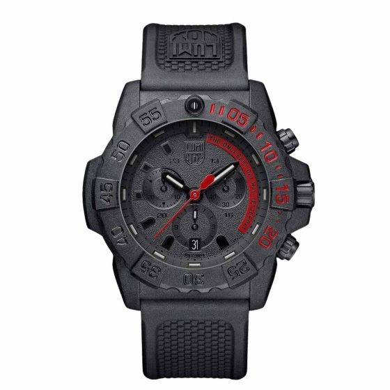 Luminox-Navy-Seal-3580-Chrono-Black-Red-Dial-With-PU-Strap-Front-View
