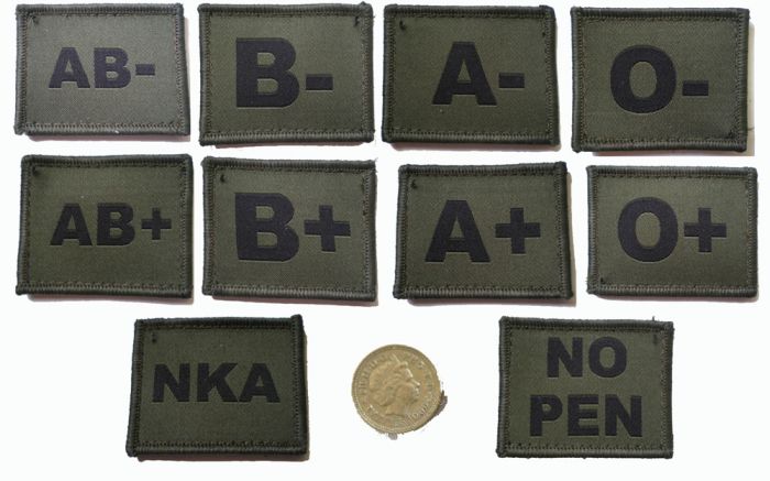 Olive Green Blood Group Patch (VELCRO® Brand Loop Backed)