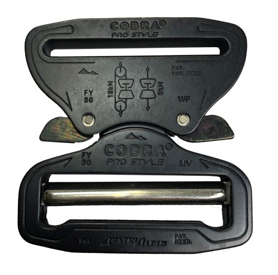 AustriAlpin 50mm / 2" Matt Black Cobra Buckle + Black XL Clips FC50MVF-XB
