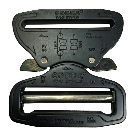AustriAlpin 50mm 2" Matt Black Cobra Buckle Male Adjustable Female Fixed FY50MVF-B