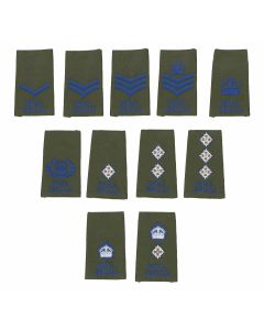 Royal Signals Rank Slide Epaulette Blue on Olive Green - King's Crown CIIIR (C3R) (All Ranks)