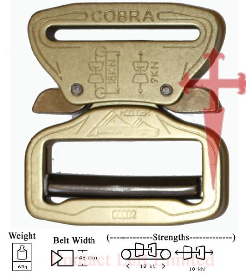 AustriAlpin Cobra Stretch 45mm ( 1.75" ) Buckle XL Clips Desert Tan