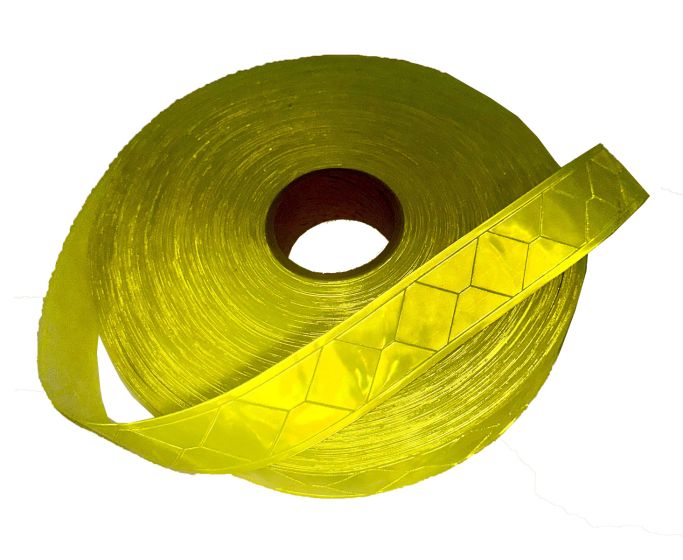 Reflective Encapsulated 50mm Yellow Hi Vis Sew On tape - 1 Metre