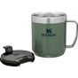 stay-hot-legendary-camp-mug-stanley-mug-front-with-lid-off-view-hammertone-green