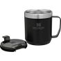 stay-hot-legendary-camp-mug-stanley-mug-front-with-lid-off-view-matte-black-pebble